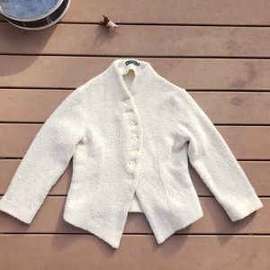 Blarney Irish White Wool Cardigan
